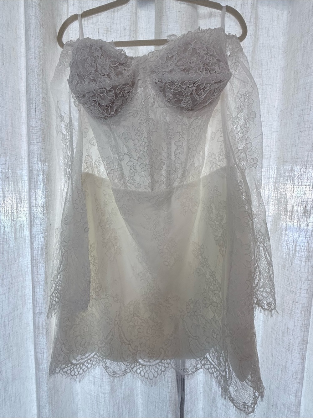 Sheer Off-Shoulder Lace Mini Dress UNTAMED PETALS Madeline lace mini